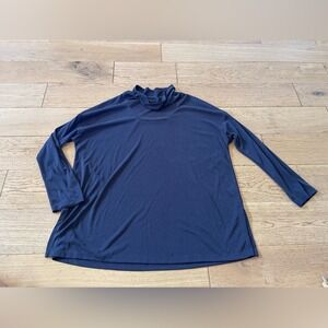 Pure Jill J. Jill Navy Blue Ribbed Cowl Neck‎ Tunic Long Sleeve Size: 1X (786)